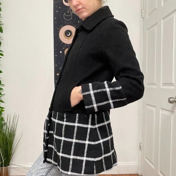 Slate & Willow Button-Up Plaid Shirt Jacket Long Sleeve Size XS Black - Picture 3 of 5